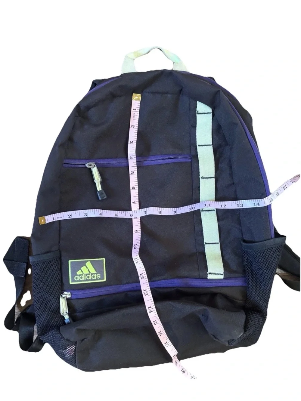 Adidas Black Purple Green Laptop Backpack Athletic School Bag - Picture 7 of 8